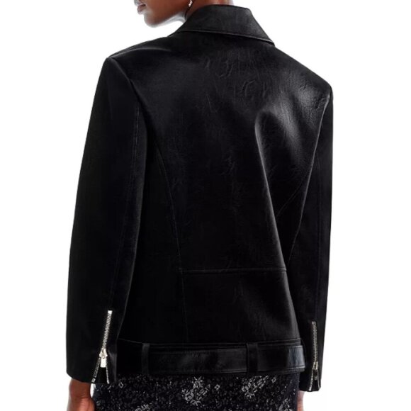 Cinq à Sept 'Brice' Faux-Leather Biker Jacket, Black - Picture 6 of 6